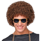 Brown afro-style disco wig costume