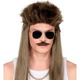 Man wearing brown moustache with 80s mullet