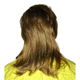 back view of brown bogan mullet wig