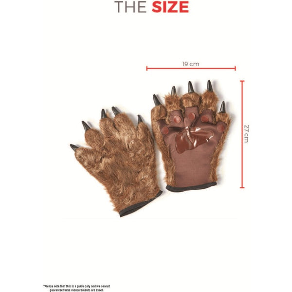 Brown Hairy Monster Hands – Adult Halloween Costume Accessory – Cracker ...