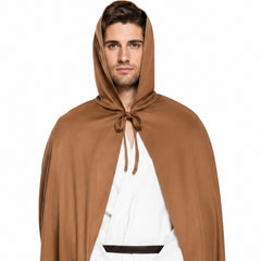 Adult brown hooded cape for medieval and fantasy costumes