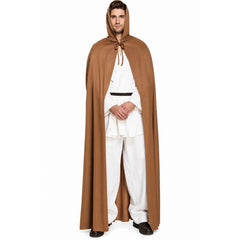 Adult brown hooded cape for medieval and fantasy costumes