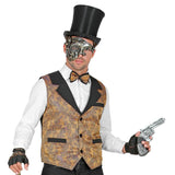 Brown jacquard vintage vest will dress up your steampunk outfit