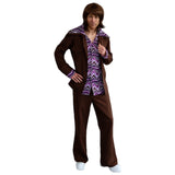 Men's Brown Leisure Suit 70s retro costume front view