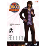 Men's Brown Leisure Suit 70s retro costume packaging