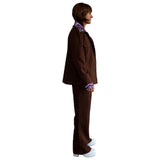 Men's Brown Leisure Suit 70s retro costume side view