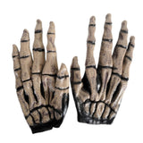 Brown skeleton gloves with raised bone detailing and long pointed fingertips