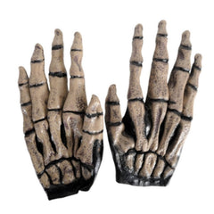 Brown skeleton gloves with raised bone detailing and long pointed fingertips
