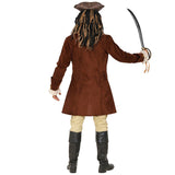 Back of brown suede coat.