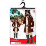 Packaging for brown suede pirate historical coat