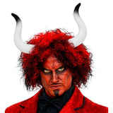 Bull horns headband worn with devil costume