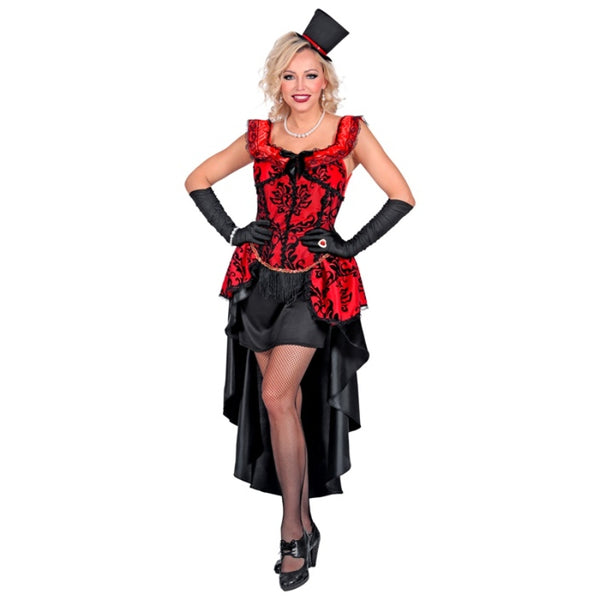 Red and black burlesque dress costume for adults