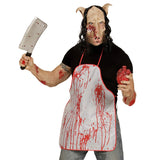 Latex pig full head mask with red blood effect design, Halloween horror costume accessory (not protective gear)