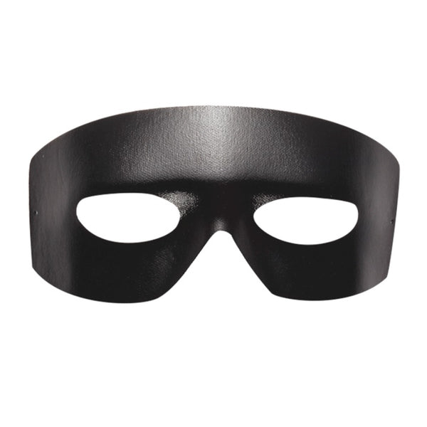Black leatherlook eye mask with elastic strap