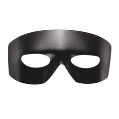 Black leatherlook eye mask with elastic strap