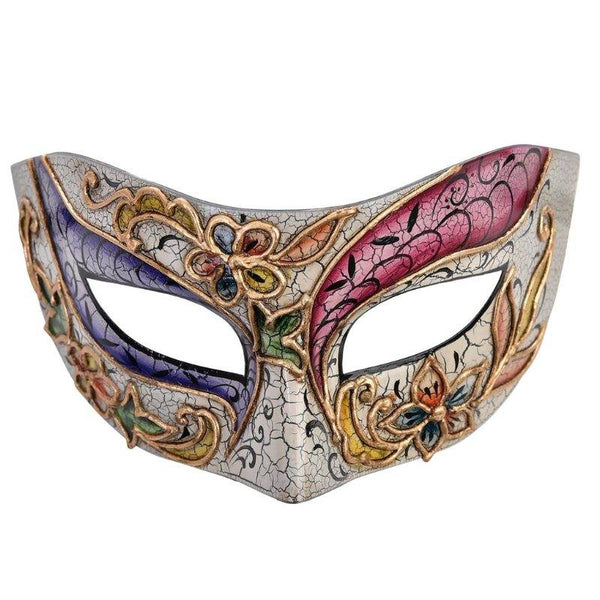 Camila Masquerade Eye Mask - Asst Colors with aged venetian look and gold detail.