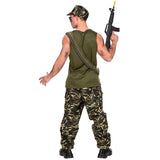 Men's Camo Soldier Costume with camouflage pants – back view