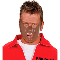Brown cannibal horror mask with restraint-style design for Halloween costumes