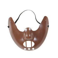 Brown cannibal horror mask with restraint-style design for Halloween costumes