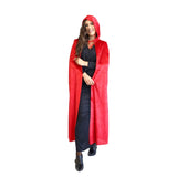 Red velvet long cape with hood is ideal for Red Riding Hood and Halloween