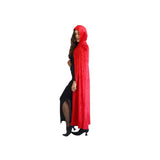 Long red velvet cape with hood
