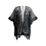 1920s Sequined Peacock Shawl - Black - Hire