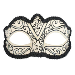 Capri masquerade mask, red base with black and glitter detail, ladies