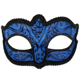 Capri masquerade mask, dark blue base with black and glitter detail ideal for ladies