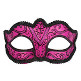 Capri masquerade mask with hot pink base and black and glitter detail perfect for ladies