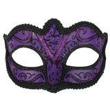 Capri masquerade mask with glitter and black swirl detail ideal for ladies