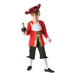 Captain Hook child costume from Disney Peter Pan with pirate jacket, hat, pants and hook for Book Week