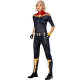 Captain Marvel deluxe adult costume with star emblem, belt, and gauntlets – MCU cosplay