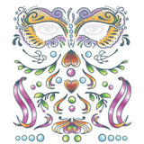 Tinsley FX Full Face Temp Tattoo - Carnival, colourful, covers the eyes, plus extra decos.
