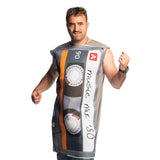 Close-up of cassette tape novelty costume showing retro mixtape graphic