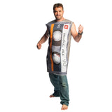 Adult cassette tape costume with retro mixtape design for 80s parties