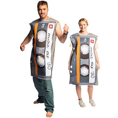 Cassette Tape Novelty Adult Costume – foam tunic with printed cassette design for 70s and 80s parties