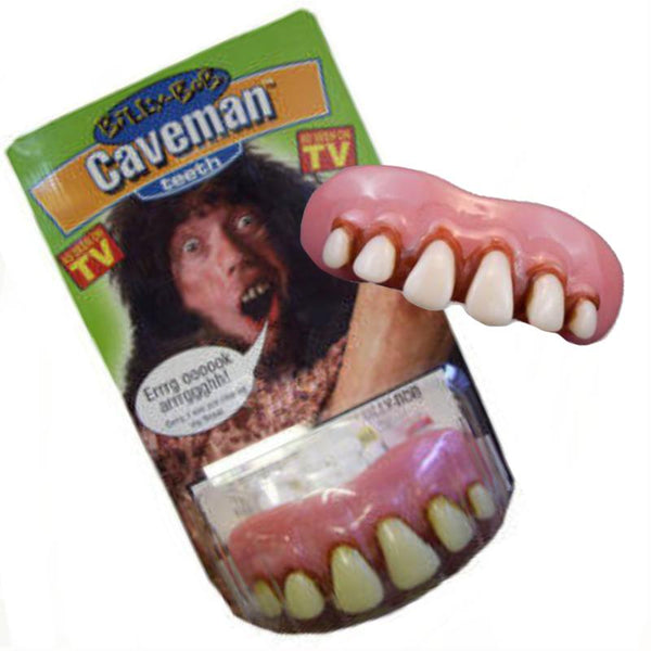 Billy Bob Caveman Teeth with heat-fitting beads – novelty accessory for costumes.