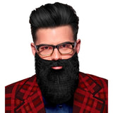 Front: Black character beard with moustache costume accessory