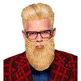 Front: Blonde character beard with moustache costume accessory