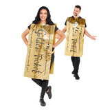 Charlie & The Chocolate Factory Golden Ticket Adult Costume, gold tabard with black writing.