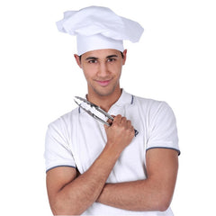 Tall white toque-style chef hat, adult size, perfect for French-themed or Ratatouille-inspired costumes