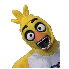 chica deluxe costume, plush fabric, mitts, overhead mask.