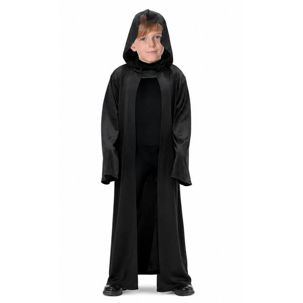Child Black Hooded Robe Costume with long black robe and attached hood