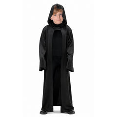 Child Black Hooded Robe Costume with long black robe and attached hood