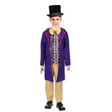 boys chocolatier costume front view purple jacket and beige pants