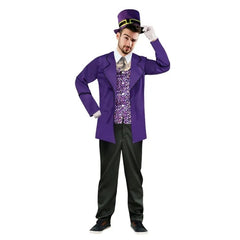 Chocolatier adult costume with jacket, pants, floral waistcoat, bowtie and top hat – men’s Book Week outfit
