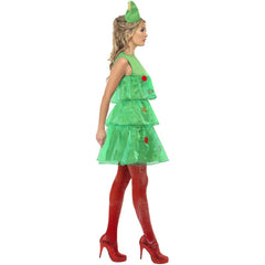 Christmas Tree Tutu Ladies Costume with green layered organza dress and star hat
