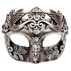 Silver Venetian masquerade mask with Roman detailing – Cicero style