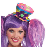Circus Sweetie Mini Top Hat, colourful with feature flower.