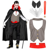 Classic vampire costume with Dracula cape and gothic accessories